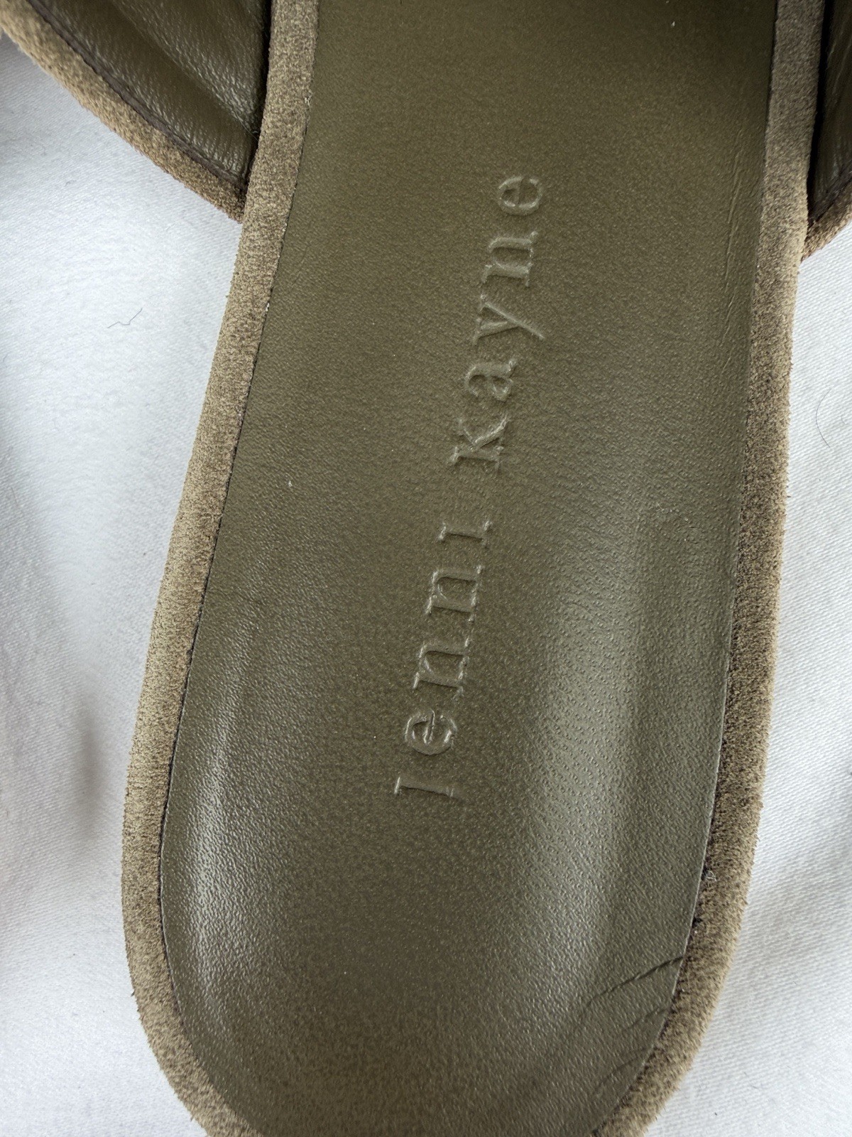 Jenni Kayne Women’s Brown/olive Suede Pointed Toe Slip-On Mule Flats EU 38