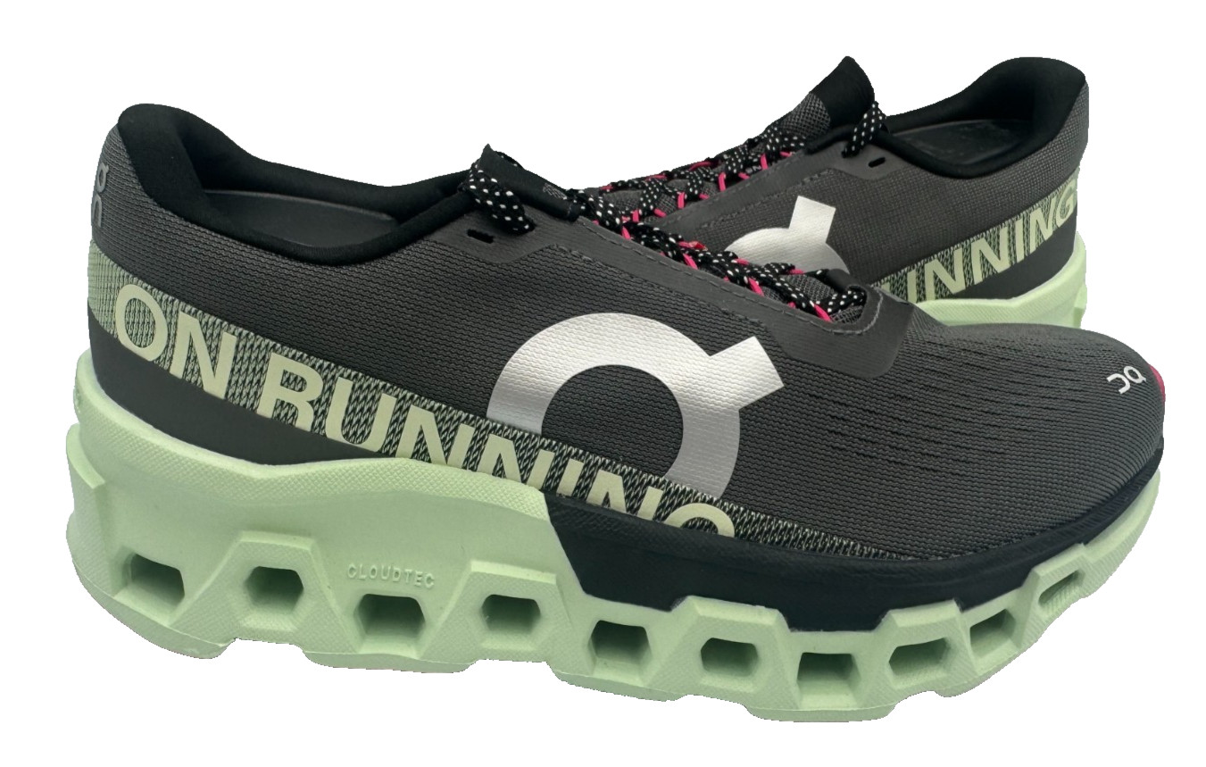 On Cloud Women’s Cloudmonster Lace Up Running Shoes Charcoal/Mint Size:9 80R