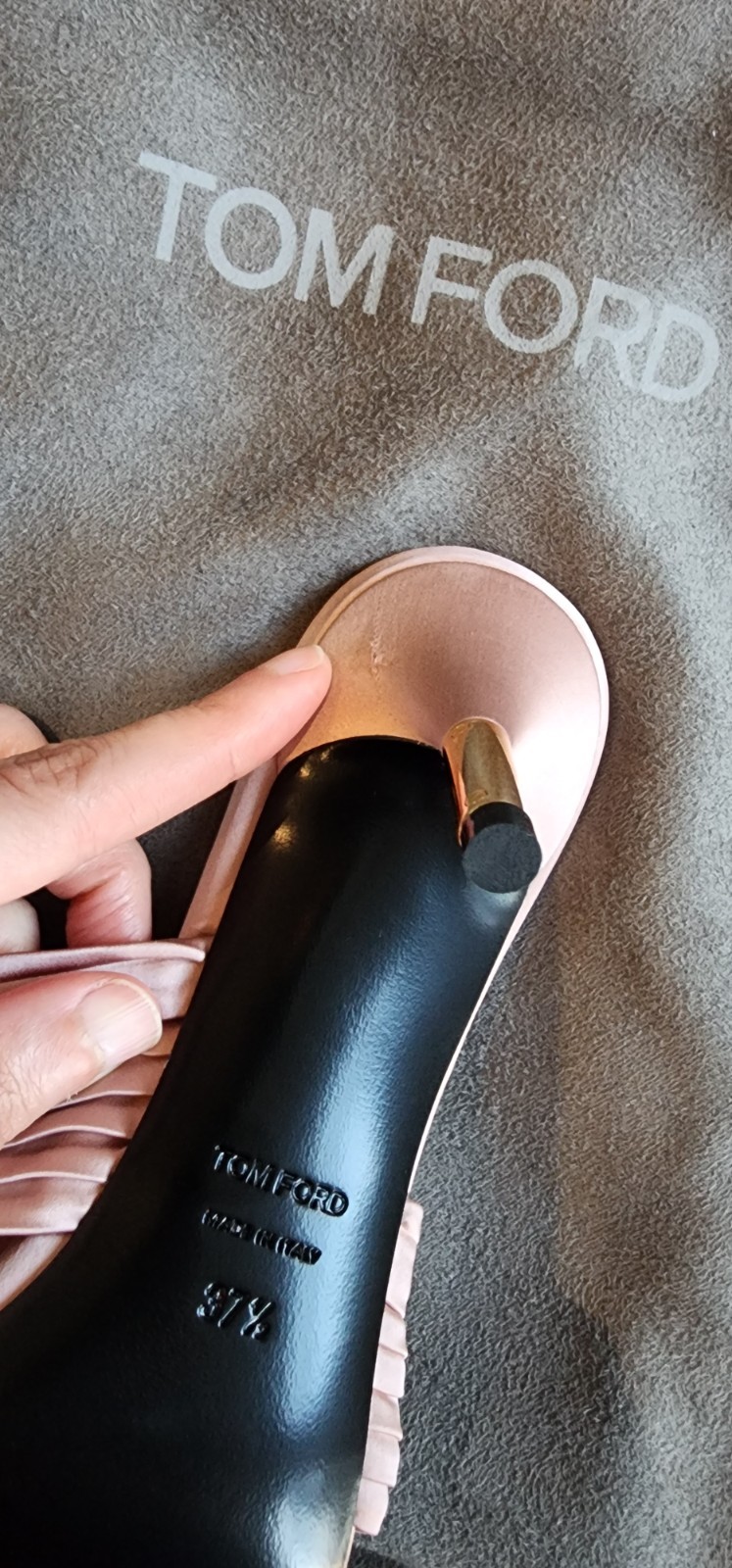 Tom Ford Pink Satin Knotted Slip On Slide Mule Size 37.5