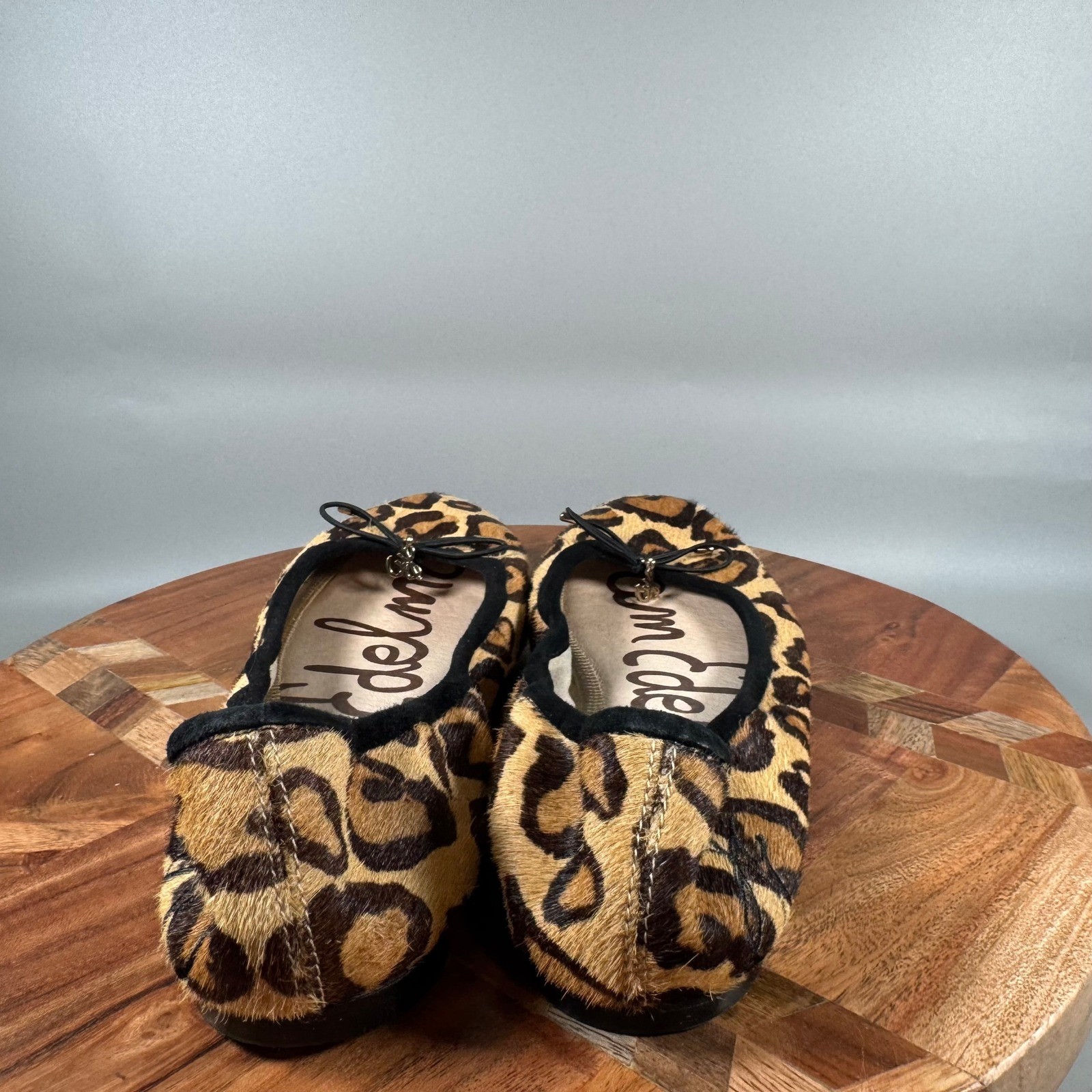 Sam Edelman Felicia Leopard Calf Hair Ballet Flats Brown Women 7.5M Round Toe