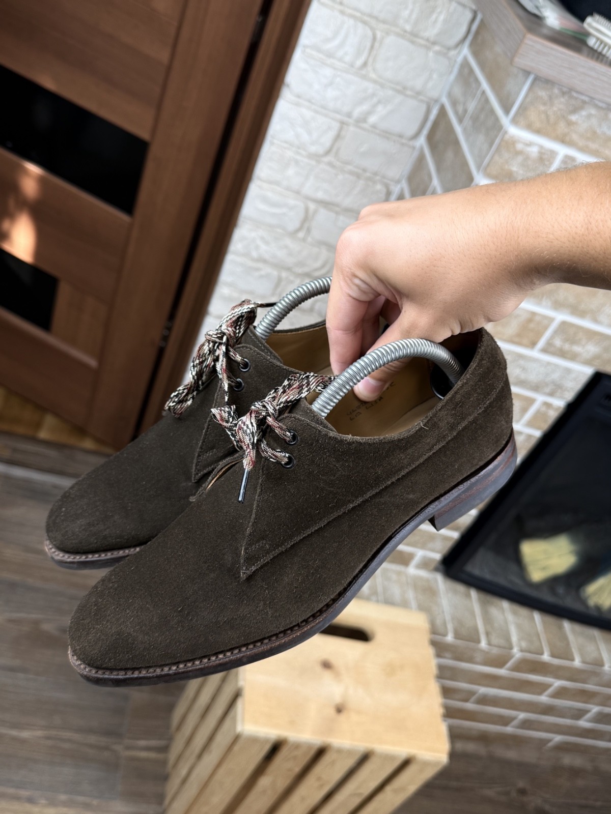Womans Crockett Jones «Lisa» Brown Suede Derby Shoes Size UK:6.5 EU:39.5