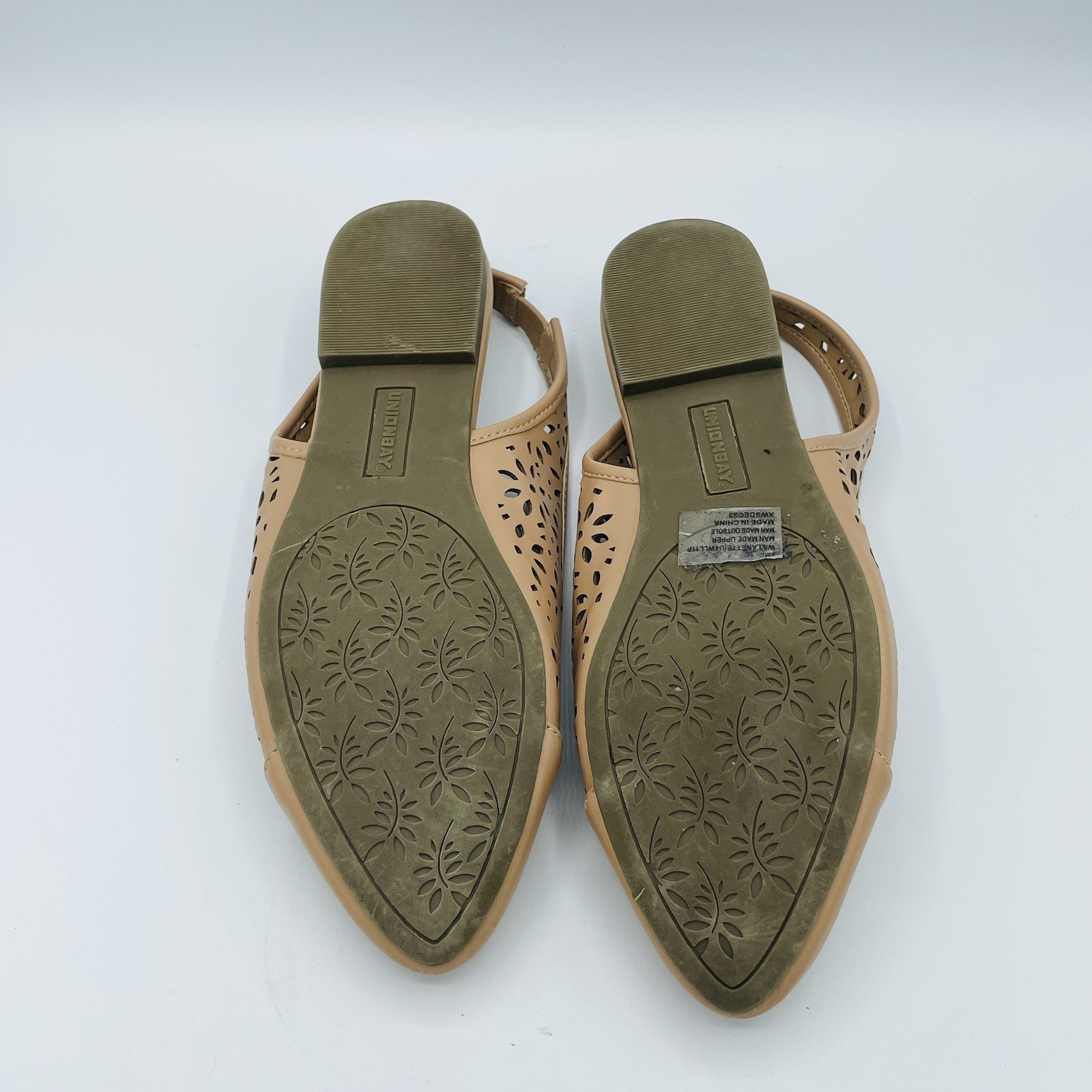 Unionbay Shoe Womens Size 9 M Beige Slip On Slingback Sandals Perforated Comfort