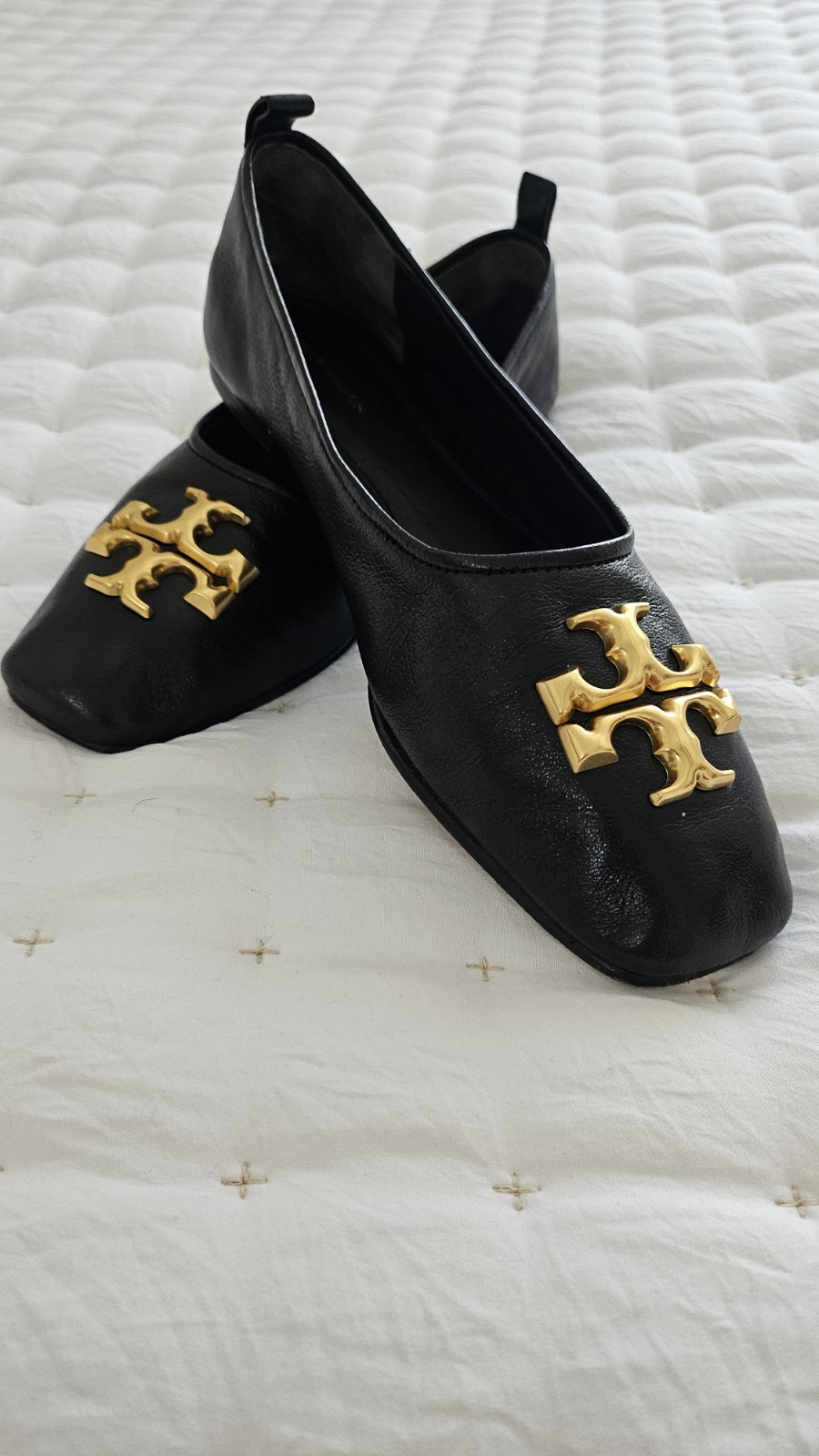 Tory Burch Eleanor Ballet Flat Black Leather Women’s 8.5