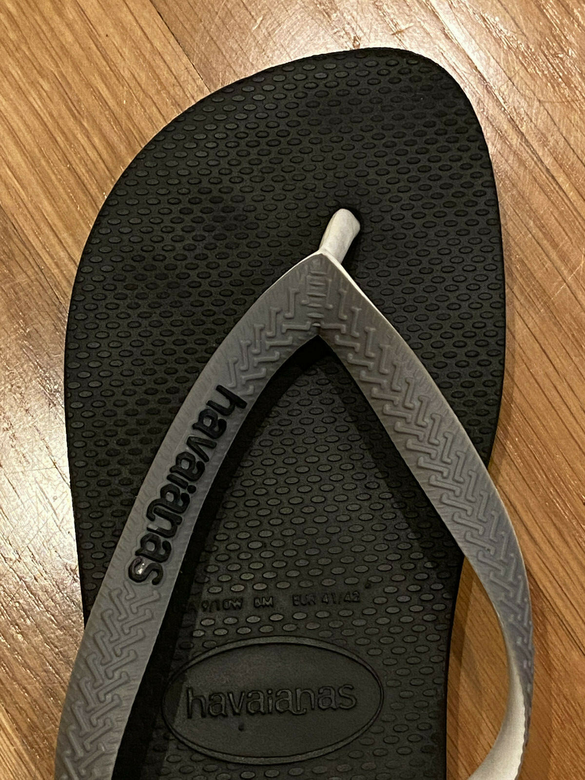 Womens Havaianas Black & Silver Grey 39-40 Flip Flops USA 9/10W 8M EUR 41/42 EUC