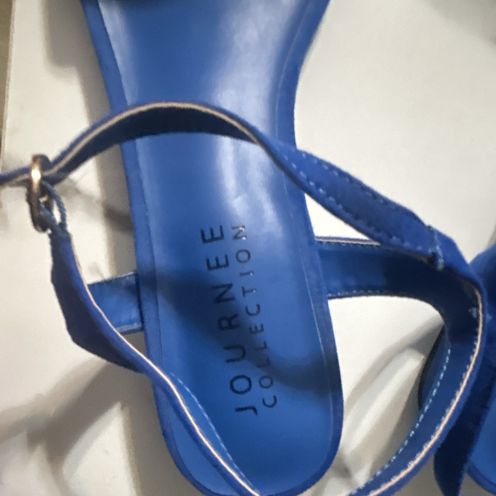 Journee Collection Women’s Blue Strappy Ankle Strap Buckle Sandals US 9