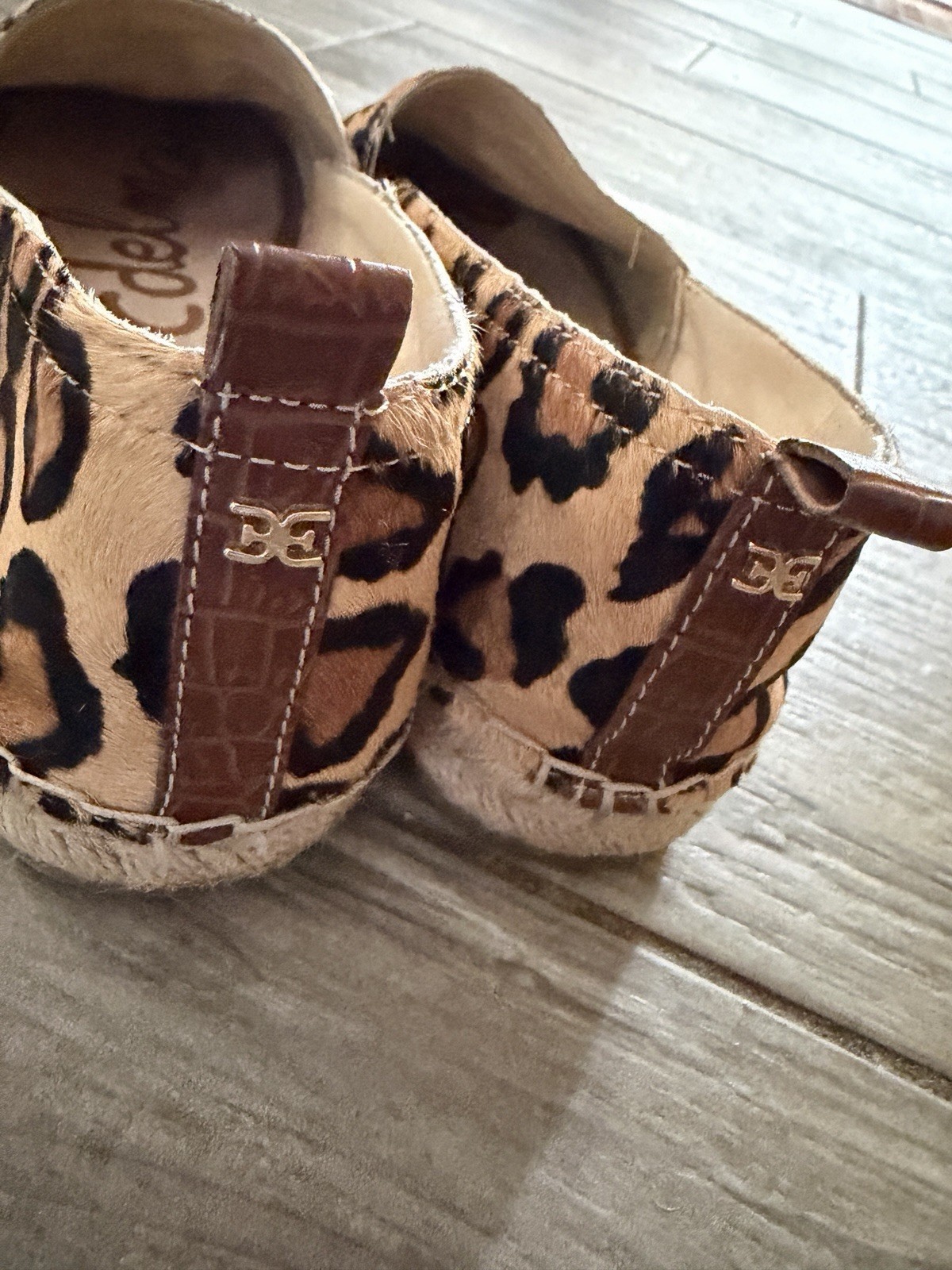 Sam Edelman Flats Size 9.5M Khloe Leopard Print Calf Hair Slip On Espadrilles