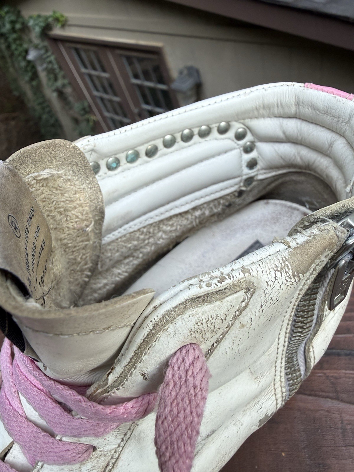 Golden Goose Slide Pink Suede White Canvas Women’s Size EU 38 / US 8