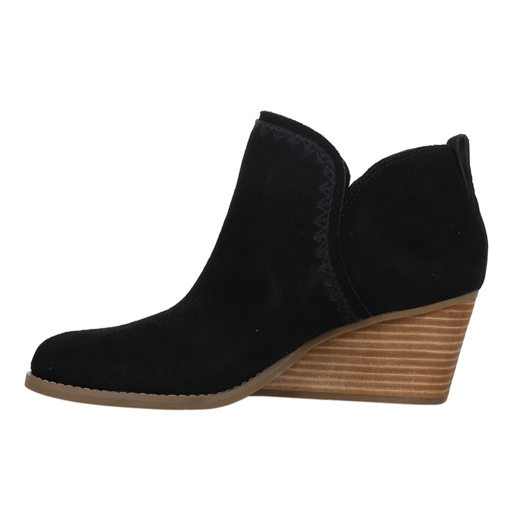 TOMS Kaia Round Toe Wedge Booties Womens Black Casual Boots 10021318T-001