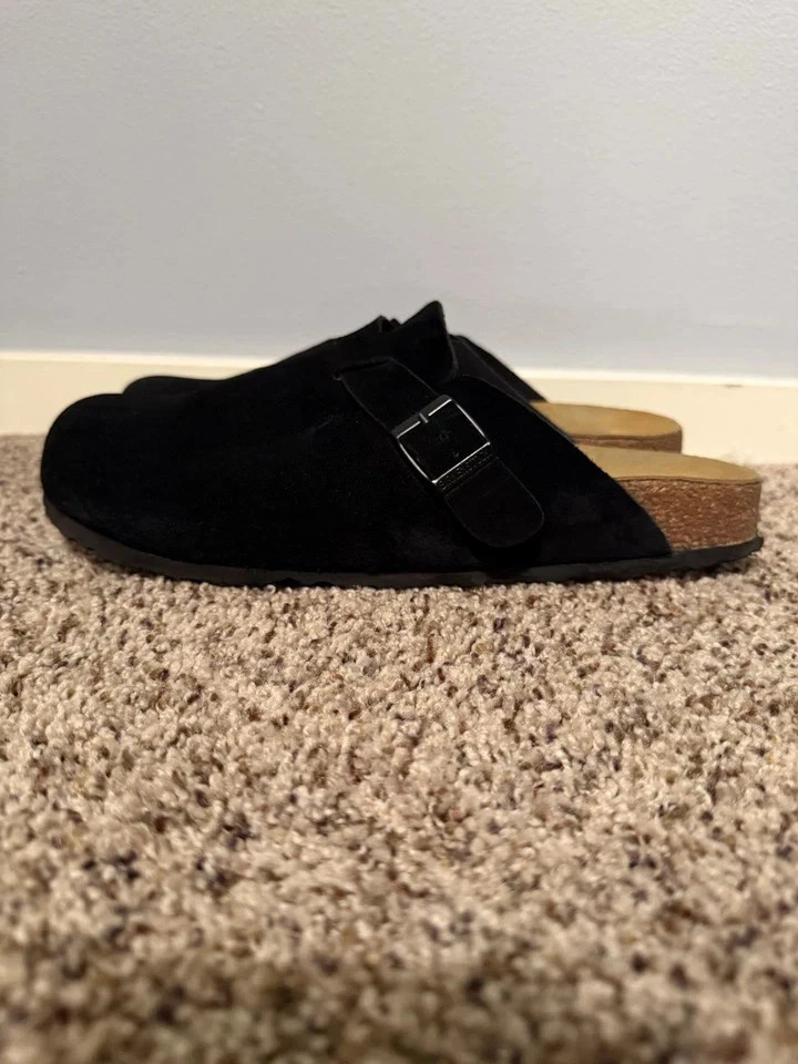BIRKENSTOCK Boston Soft Footbed Suede Leather Black