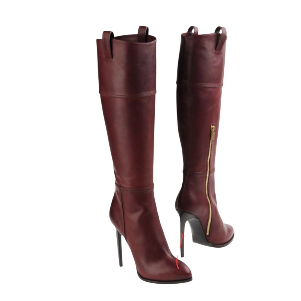 Emilio Pucci Elegant Burgundy Knee-High Leather Boots. Gently Worn. Size 40 1/2.