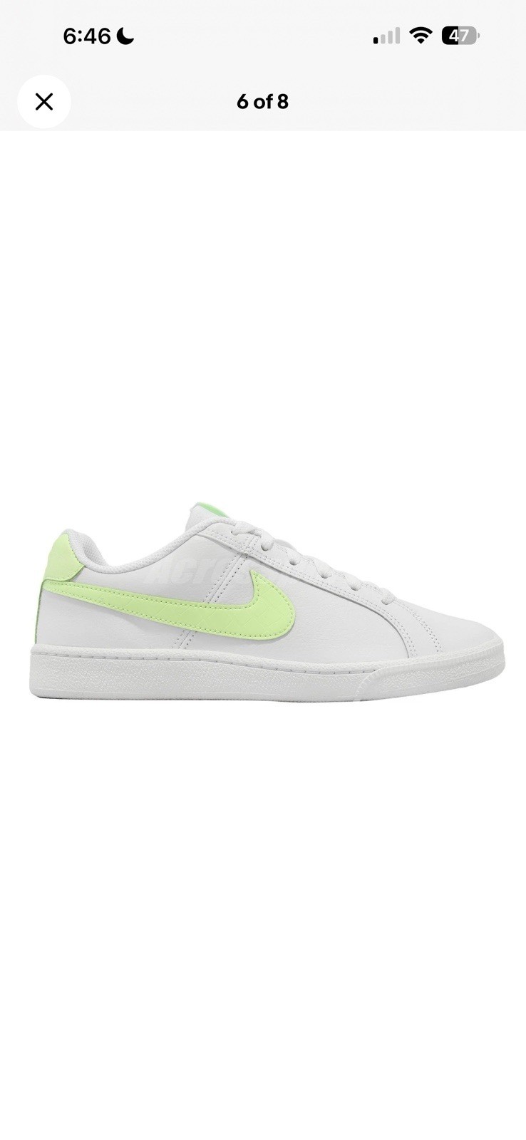 Nike Court Royale Women LifeStyle Casual Shoes White Barely Volt size 8.5