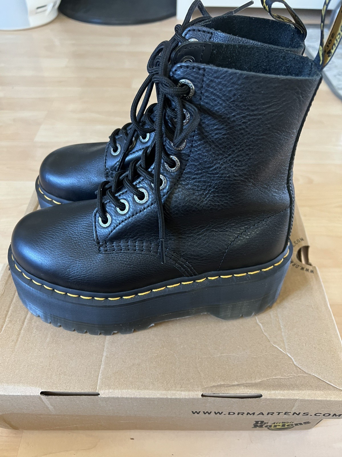 Dr. Martens 1460 Pascal Max Black Leather Lace-Up Platform