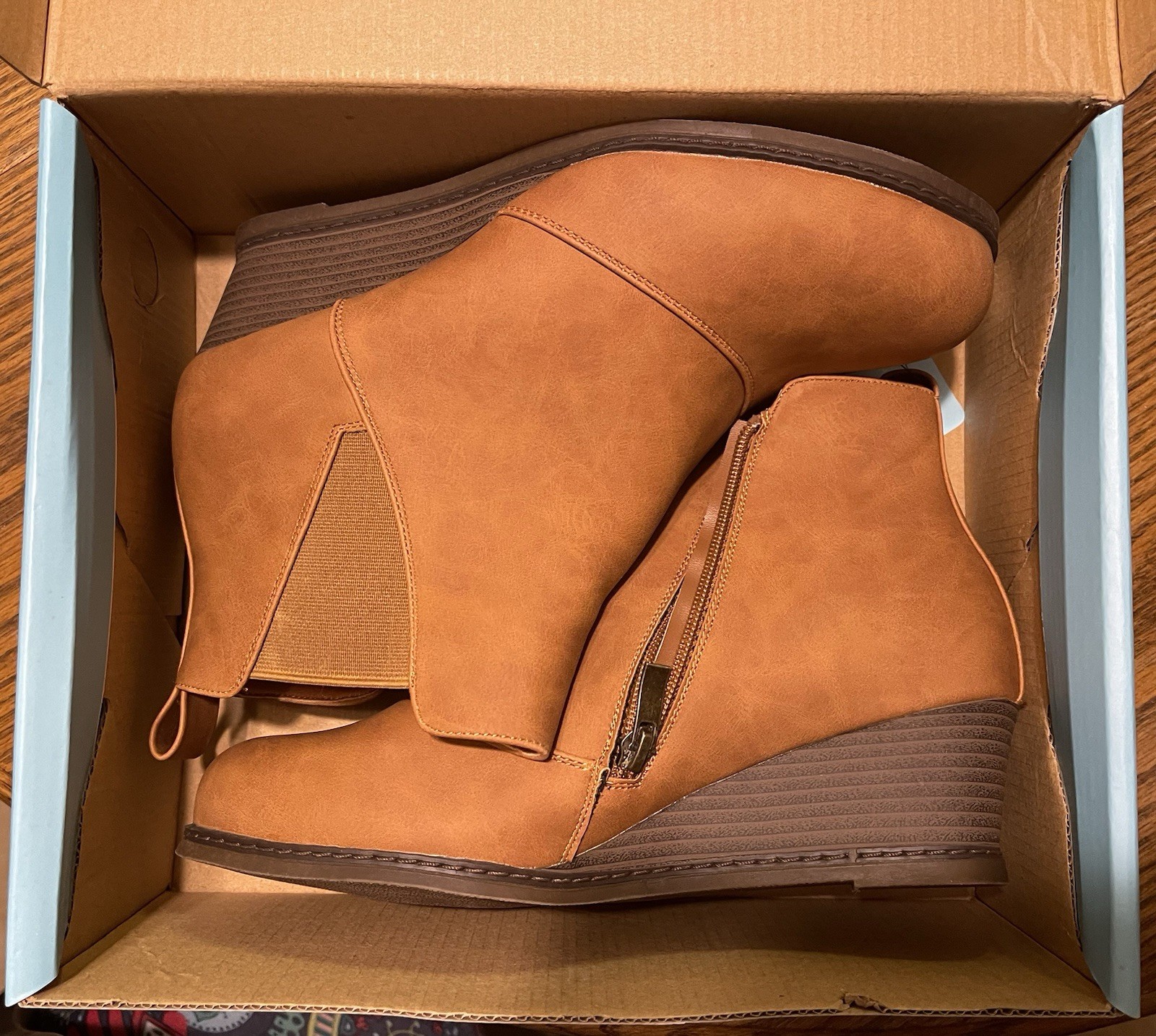 Vepose Women’s 9677 Wedge A Brown Shoes w/ zipper Size 10