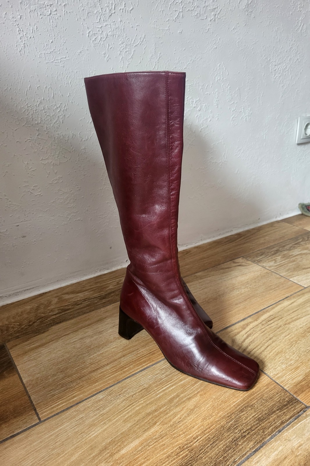 Ledies Boots Knee High Genuine Leather Shoes UK5.5 US7.5 EU38.5 Burgundy Italy