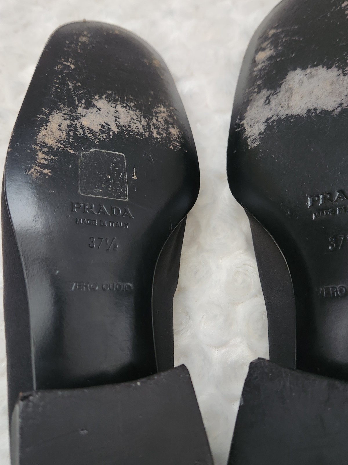 PRADA Women’s Nylon Slip-On Loafers Black Logo Block Heel 90s Size 37.5/US 7
