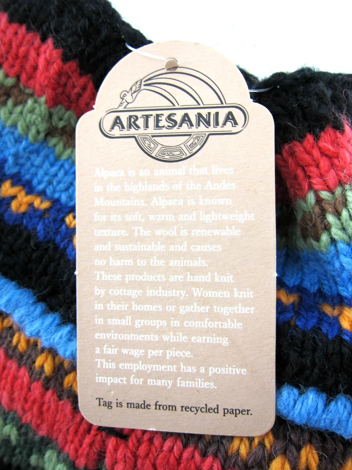 Artesania Alpaca Wool Multicolored Stripe Knit Women’s Wool Slipper Socks NEW!