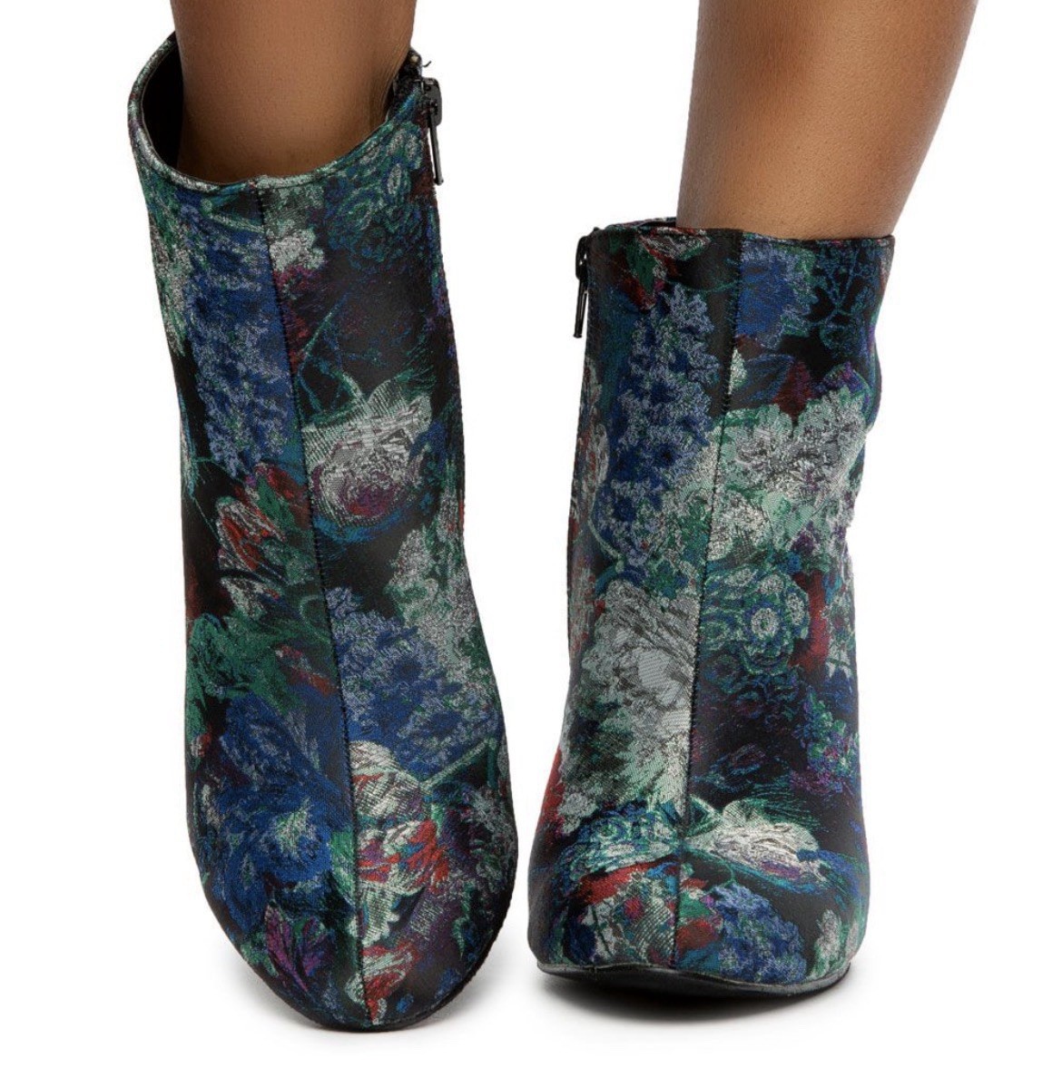 Liliana Floral Booties Ankle Zip Women’s Sz 10 Shoes 4” Heel Classy Boots