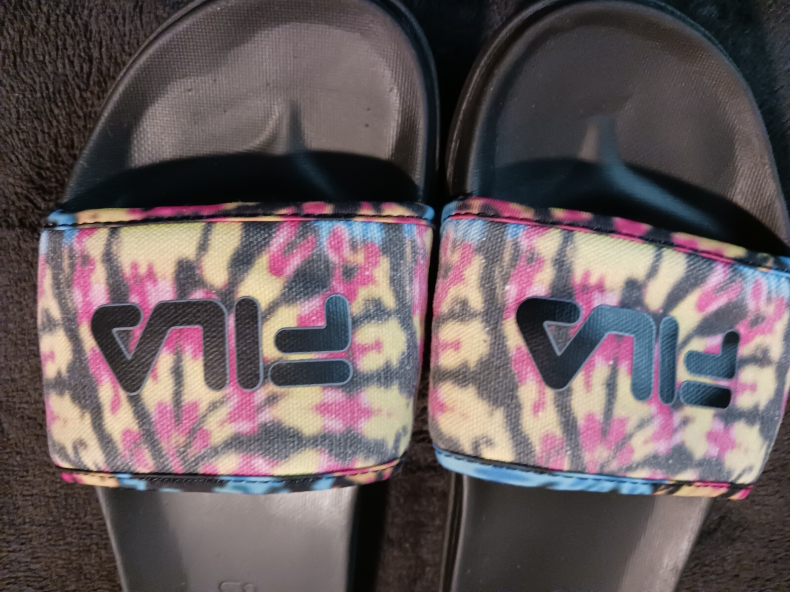 Fila Drifter Lux Tie Dye Women’s Slide Sandals Black-Multi Size 8