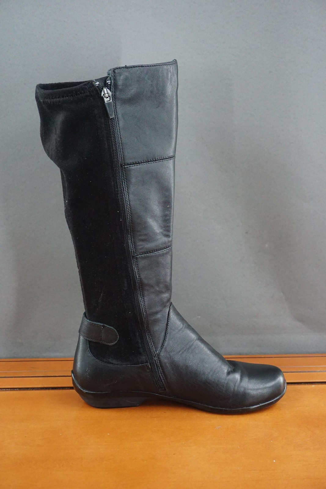 Dansko Odette Tall Riding Boots Womens Size 9 Black Leather Knee High Wedge Zip