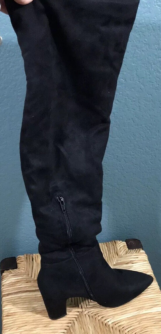 Chinese Laundry Rami Suedette Black Knee High Boot Womens Size 7.5