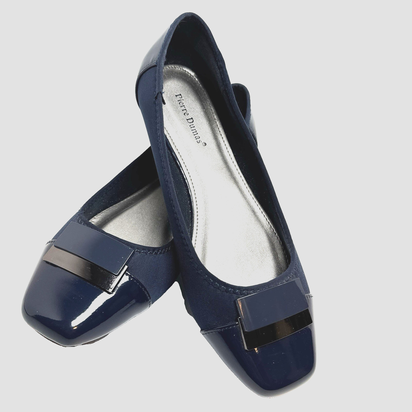 Pierre Dumas Navy Blue Ballet Flats Square Toe Buckle Women’s 9M
