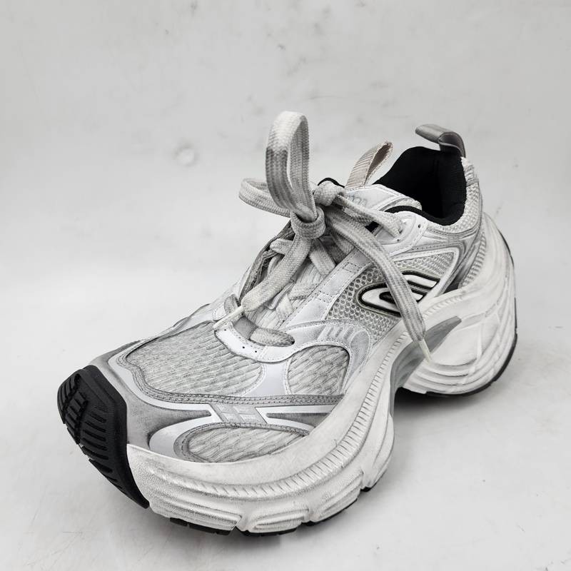 Balenciaga 10XL Low Top Sneakers Women’s 9 White/Black/Grey Pull Tab Lace Up