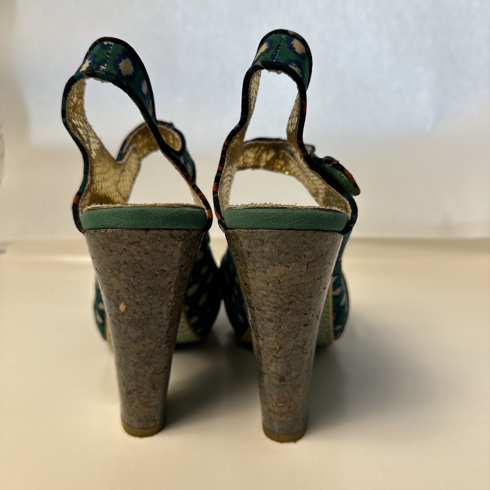 Irregular Choice Teal Fabric Pump Funky Design! Size 7.5