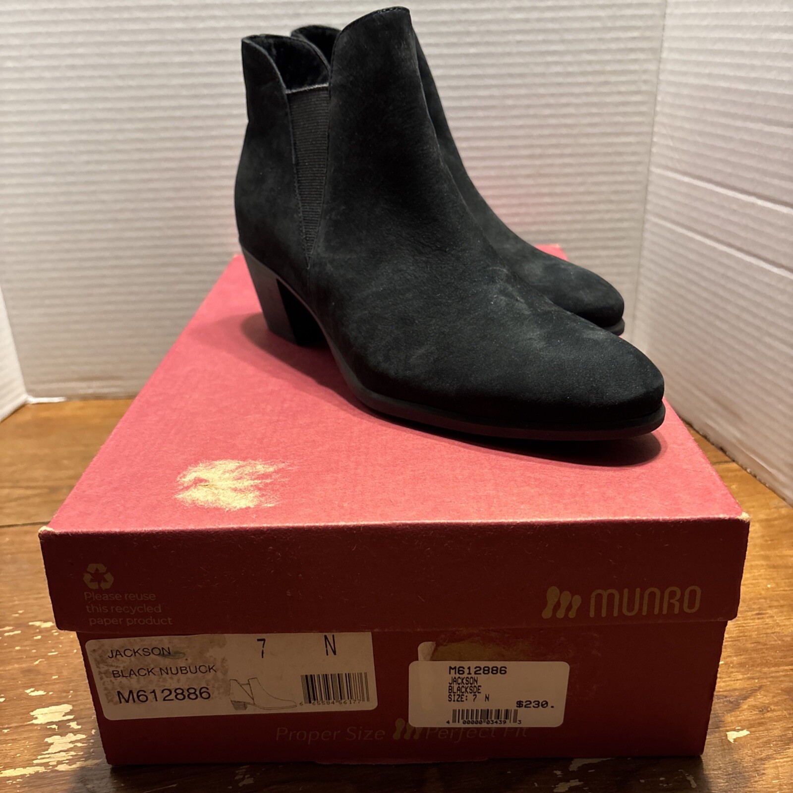 Munro Shoes Womens 7 N Jackson M612886 Suede Side Zip Black Dress Casual Party