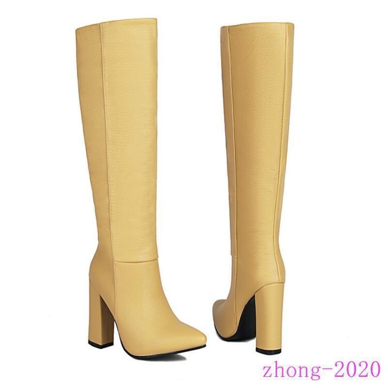 Chic Women’s Faux Leather Block Heel Knee High Boots Casual Outdoor Party Shoes