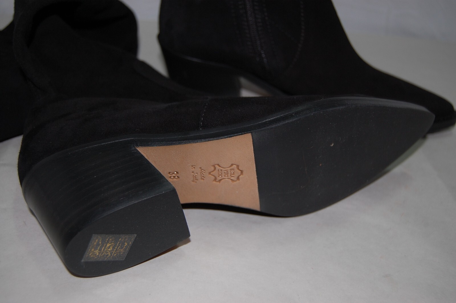 38/US8❤️ITALY VIA ROMA Black Suede Slouch Over The Knee High Heels Boots ITALY