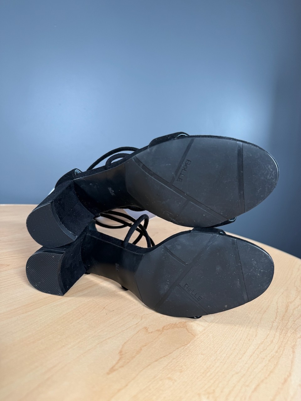 Belle Black Lace-Up Block Heel Sandals – Women’s Size 8.5 – Strappy Ankle Wrap H