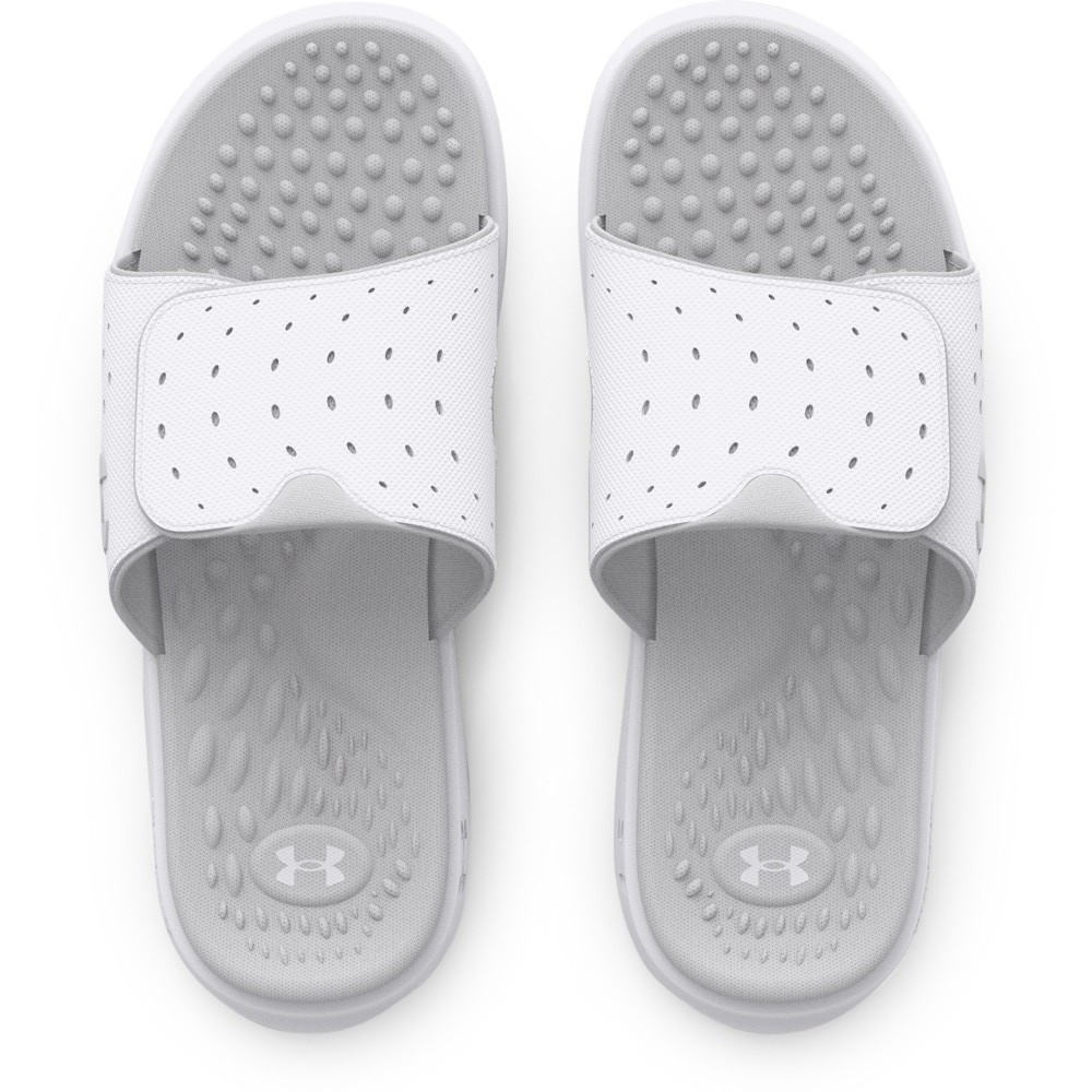 Under Armour 3026027 Women’s UA Ignite Pro Slides, White/Halo Gray, Size 10