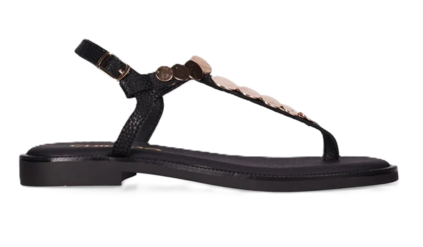 CHIKA 10 31044 COINS 01 FLIP FLOPS SHOES WOMEN BUCKLE STRAP BLACK