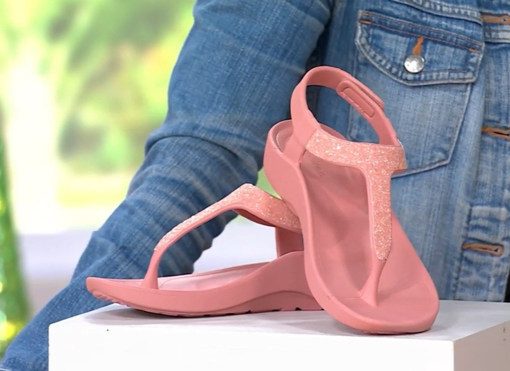 Aetrex Parker Sparkle EVA Arch-Support Thong Waterproof Sandal Rose EUR 41 US 10