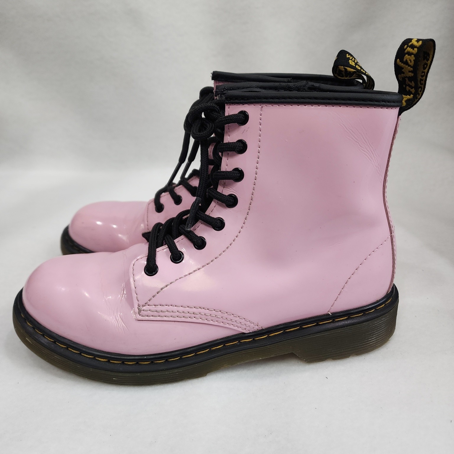 Dr. Martens 1460 Unisex M4/W5 Boots Pink Patent Leather Side Zip Combat Boots