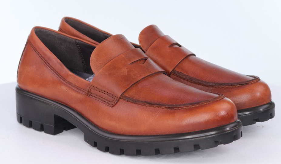 ECCO Modtray Chunky $160 Women’s Penny Loafers Shoes Size EU 37 US 6-6.5 Leather