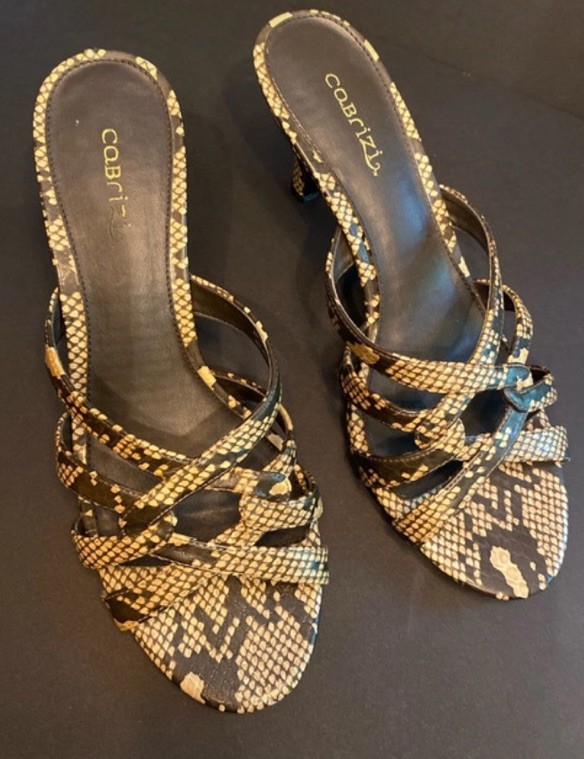 Cabrizi «Morley» Brown & Beige Animal Print Slides/Heels/Sandals Sz. 8.5M
