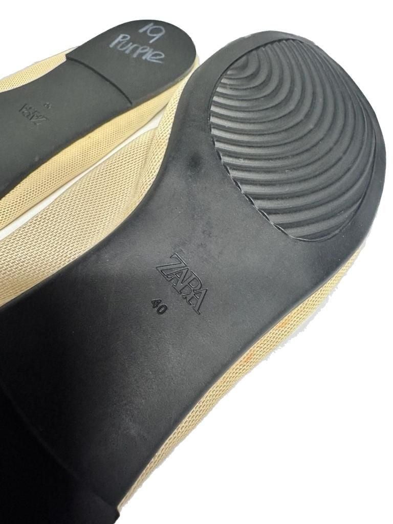 Zara Mesh Knit Ballet Flats in Beige