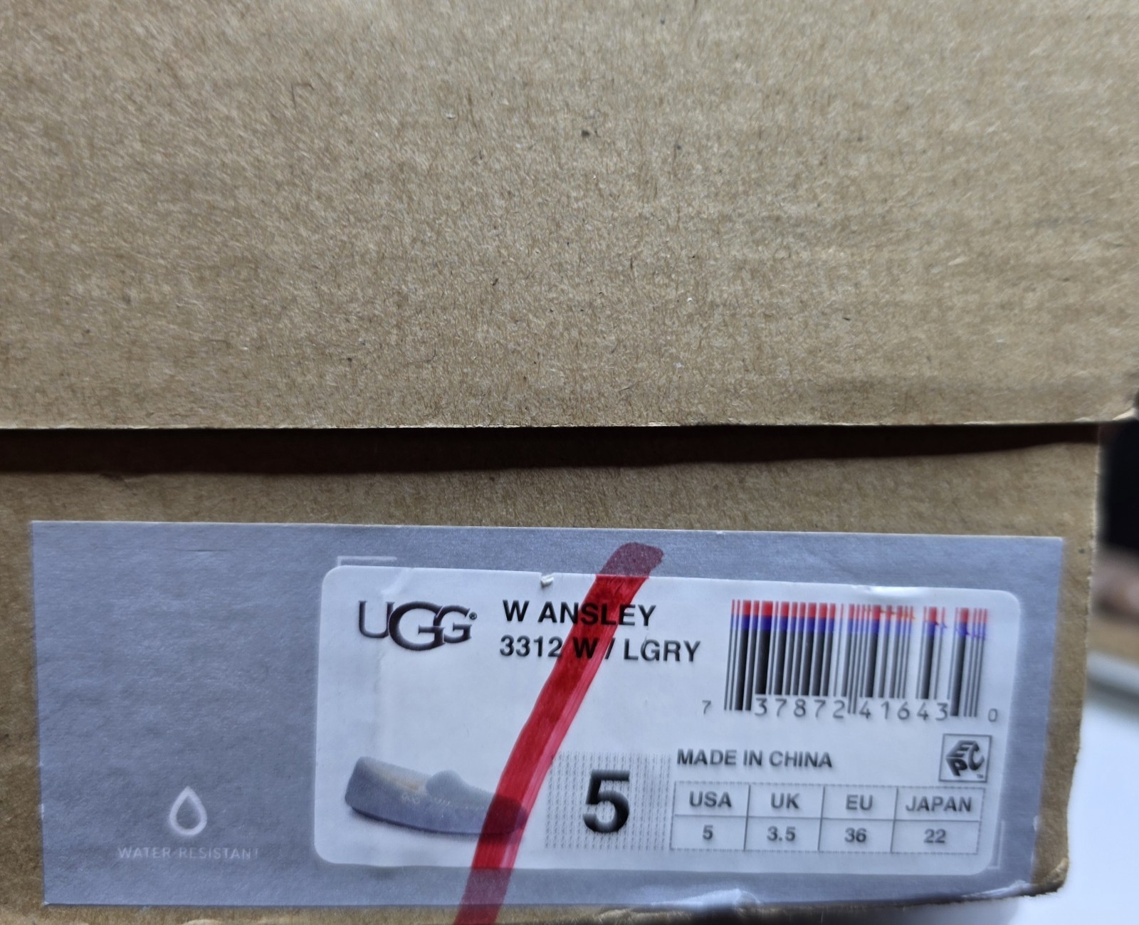 UGG Ansley Women’s Moccasin Slipper Grey In Size 5