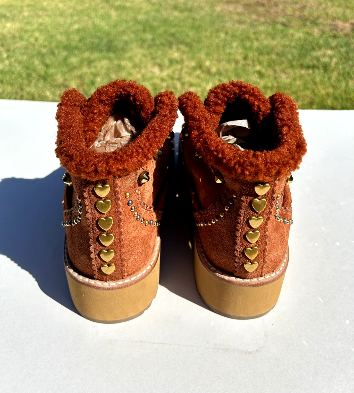Kurt Geiger London Mansion Platform Boots 11 EU 42 Brown Studded $348 NEW