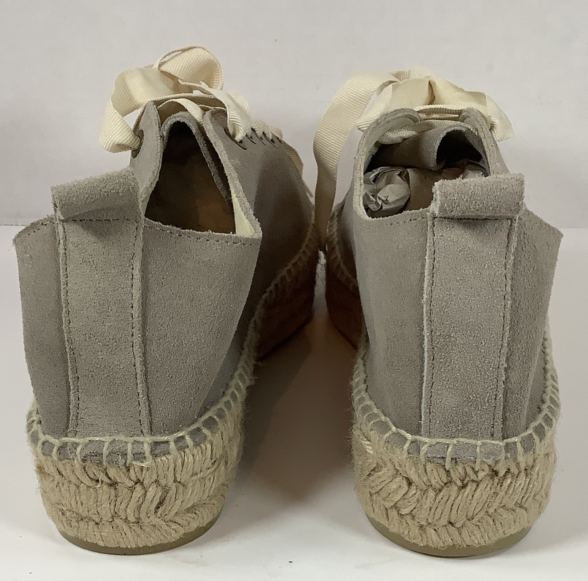 Manebi Gray Suede Platform Espadrille Sneakers Women US 10 EU 41 Jute