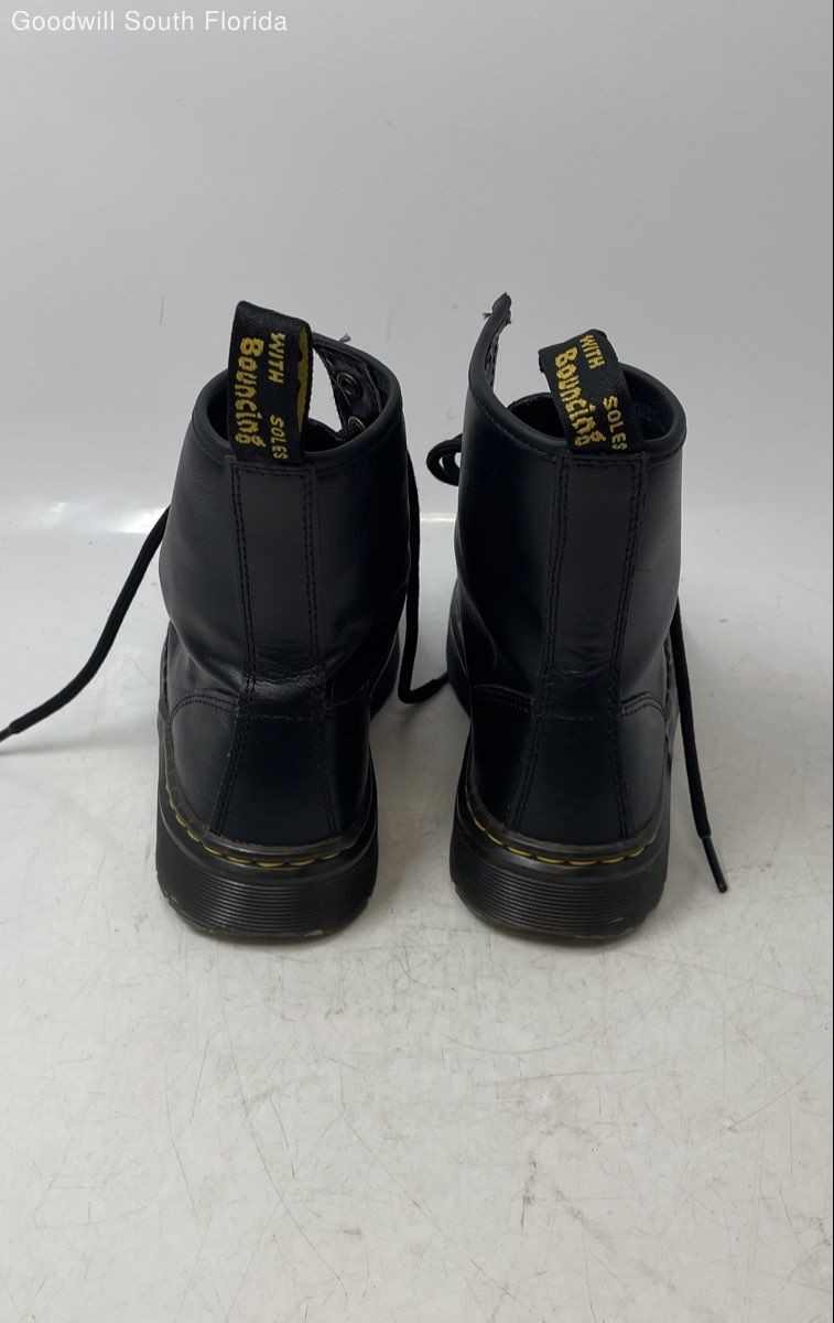 Dr. Martens Unisex Zavala Black Leather Lace-Up Ankle Combat Boots Size M4 W5