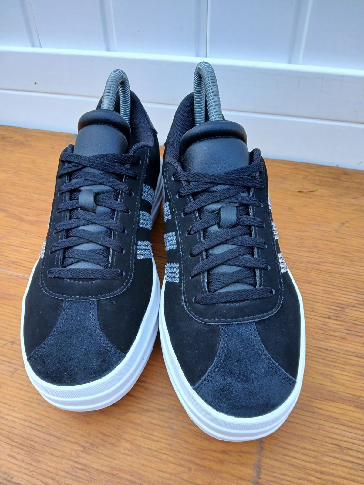 Adidas VL Court Bold Black Sparkle Glitter Women Platform Shoes Size 4.5 Skater