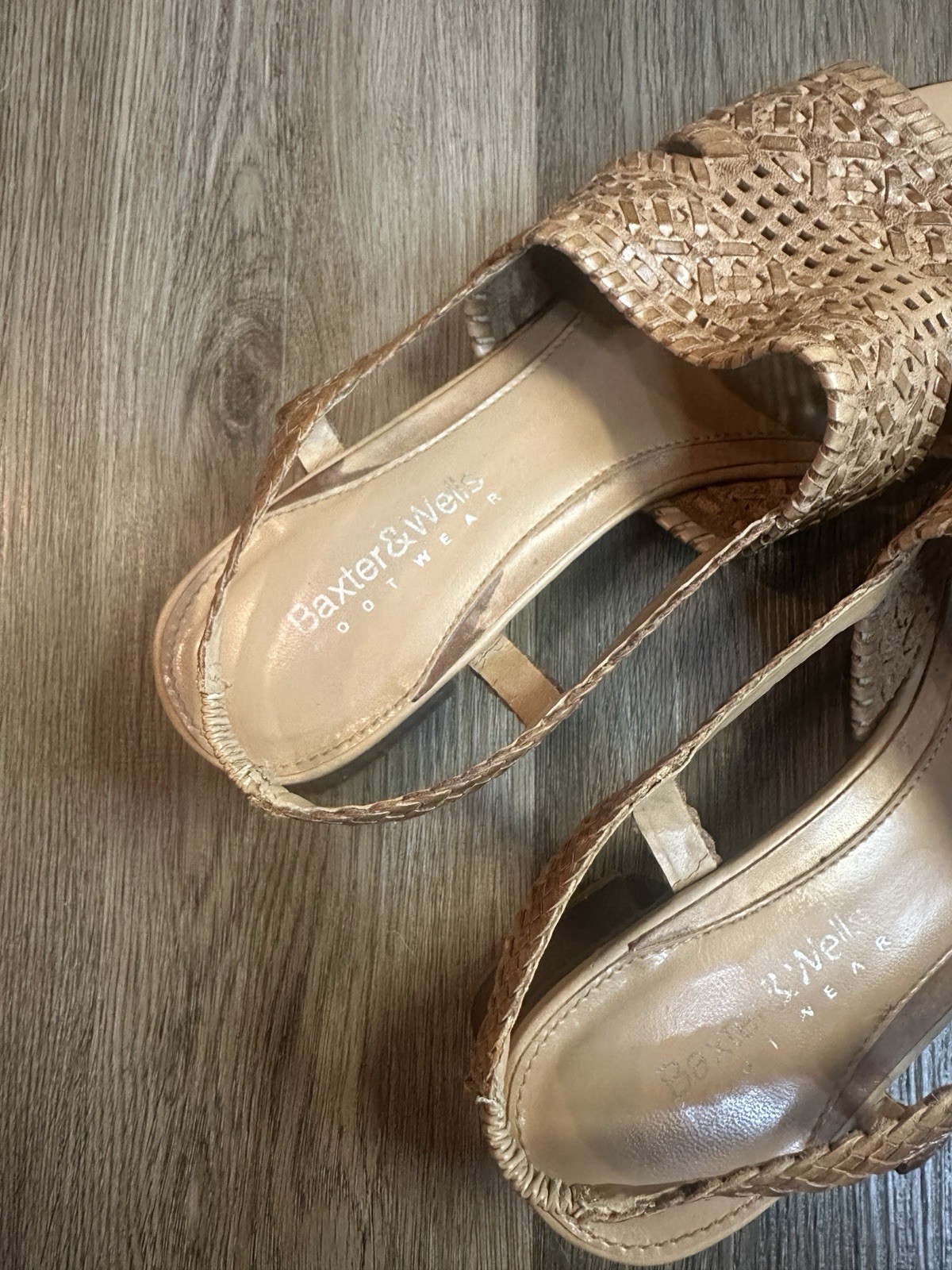 Baxter & Wells Woven Leather Slingback Sandals Tan Women’s Size 8M