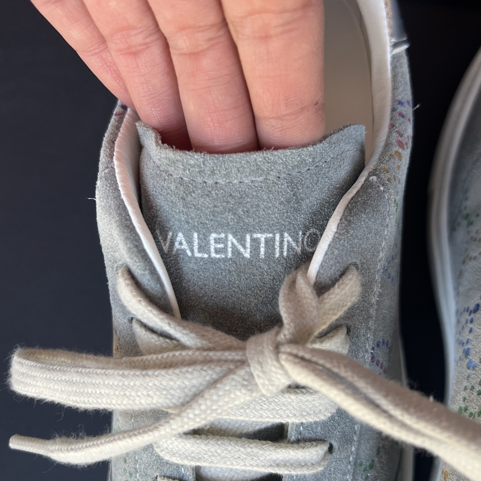 Valentino by Mario Valentino Giuditta Suede Sneakers 8.5 EU 38.5 Glitter Logo