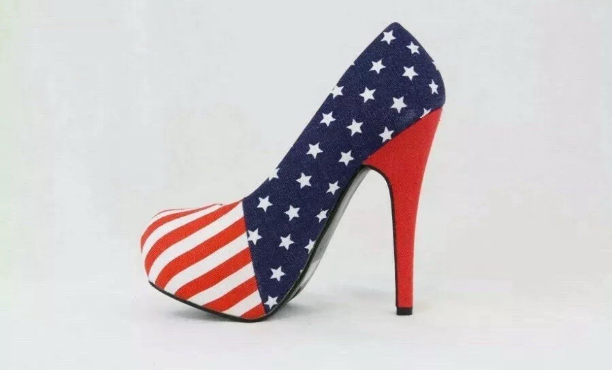 USA American Flag 5” Stiletto Platform Heel Festive July 4th
