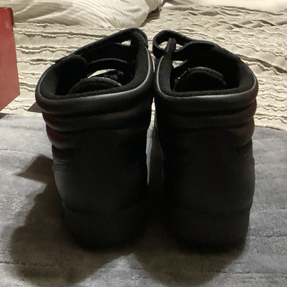 Women’s Reebok Freestyle Hi Black High Top Lace-Up Strap Athletic Sneakers