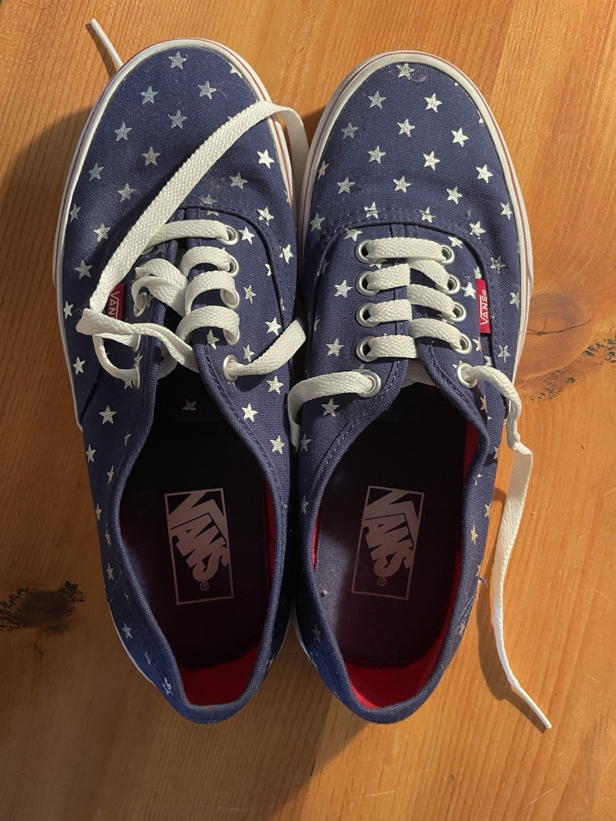 Vans Deck Shoes Women 8.5 Men 7 Blue Silver Stars EU 39 PATRIOTIC July 4 250th