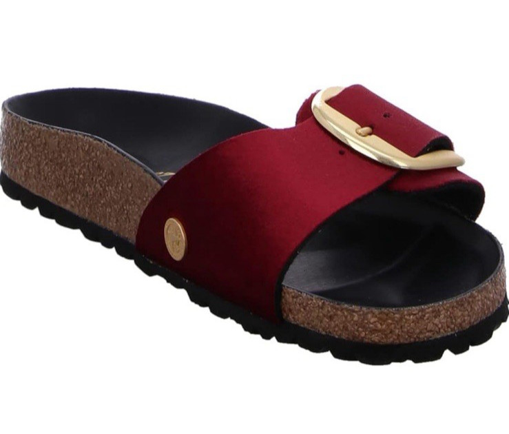 40 N Birkenstock N/W/B Madrid Big Buckle Rivet Logo Maroon Velvet DISCONTINUED
