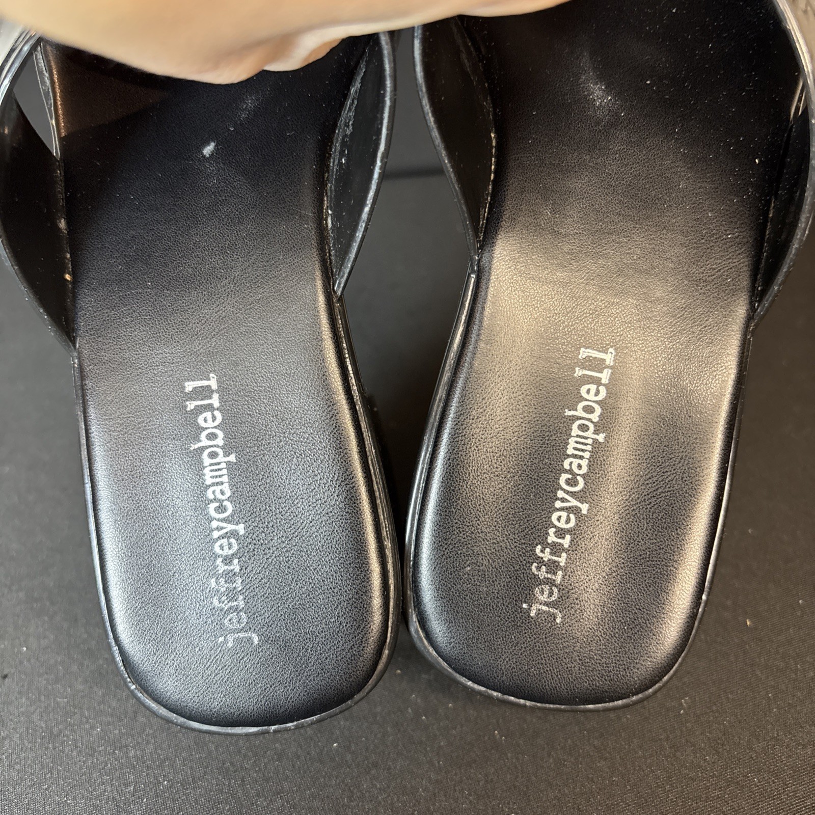 Jeffrey Campbell Bubblegum Y2K Platform Jelly Sandals Black Chunky Heels, Size 7